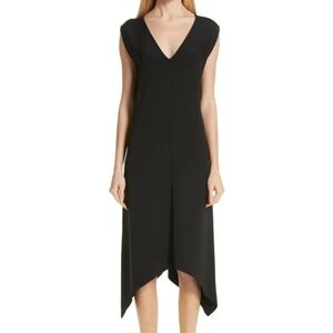 ZERO + MARIA CORNEJO Black V-Neck Sharkbite Silk Crepe Dress 4